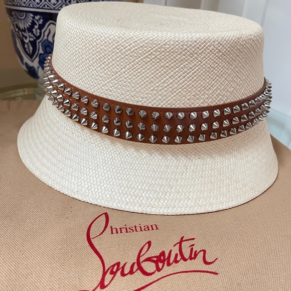Christian Louboutin Leather-Trim Studded Bucket Hat $590 NEW - Picture 11 of 14